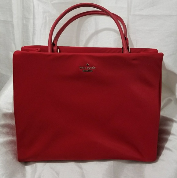 kate spade Handbags - Hot Red 🔥Kate Spade 🔥Leather Handle Tote Bag